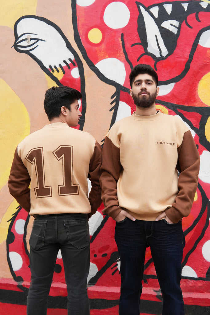 BROWN X BEIGE JERSEY SWEATSHIRT