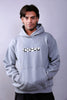 METALLIC GREY PUFF PRINTED OVERSIZED HOODIE