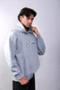 METALLIC GREY PUFF PRINTED OVERSIZED HOODIE