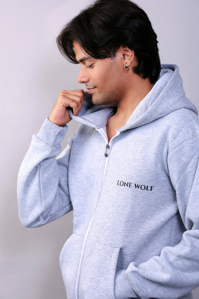 LW MELANGE GREY ZIPPER